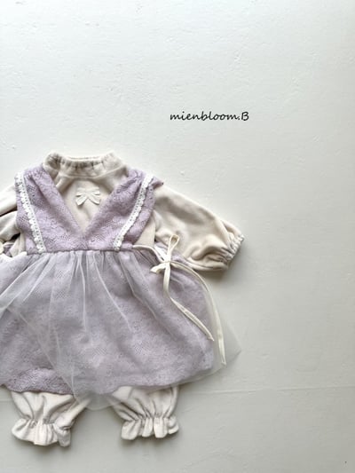 Bloom.b27｜(0m-24m/85cm-125cm) 刷絨蝴蝶緞帶蕾絲上衣10