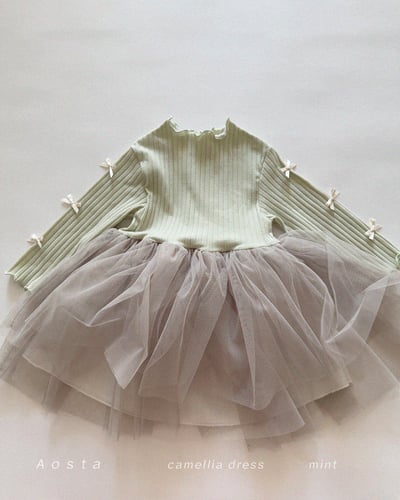 AOSTA03｜(6m-5y) 緞帶羅紋薄紗洋裝3