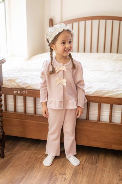 M-KIDS44｜(65-115cm) 2色蝴蝶結緞帶和夜套裝9