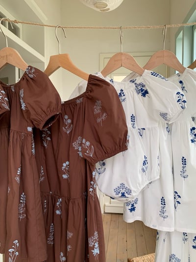 JE10｜(66-120cm-mom) 刺繡小花泡泡袖包屁衣/洋裝2