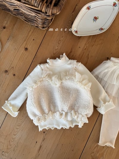Marron 30｜(1y-6y) 蕾絲肩帶刷毛短版背心9