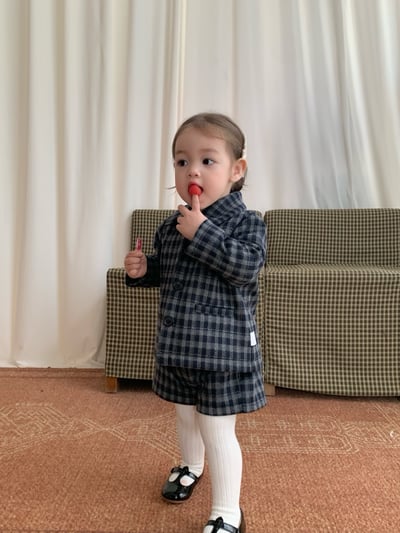 JE633｜(80cm-110cm) 法式格紋套裝/經典圓領上衣19