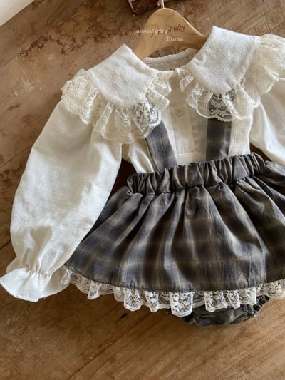 Anne Shirley17｜(3m-22m) 2色格紋/碎花蕾絲吊帶褲裙19