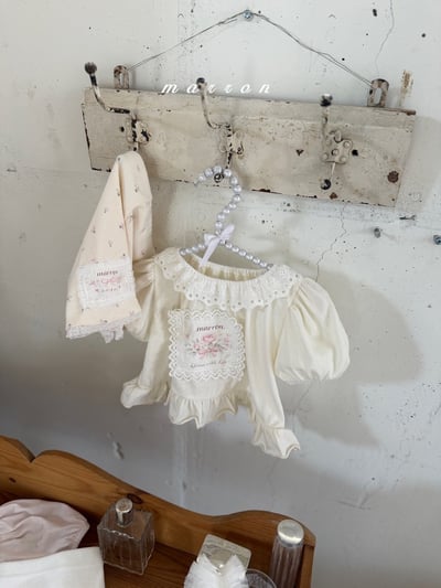 Marron45｜(1y-6y) 復古玫瑰公主袖上衣3