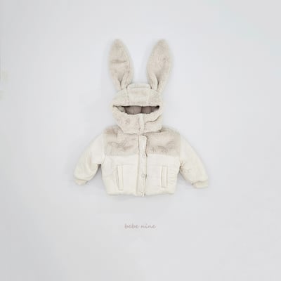 bebe nine36 (65cm-115cm) 2色刷毛暗釦拉鍊連帽小兔外套(帽可拆)17