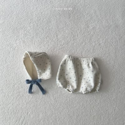 Lindo19｜(3m-18m) 暖色調小花燈籠褲/刷毛綁帶帽2