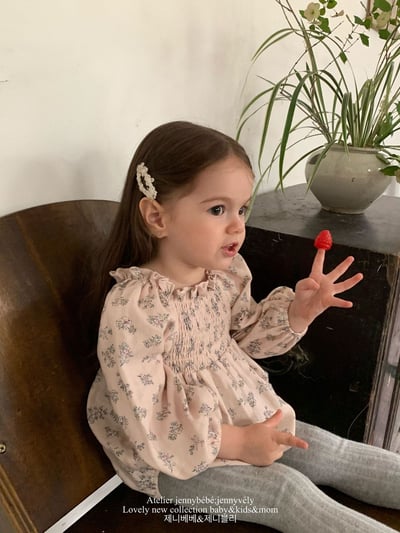 JE569｜(66-120cm) 抓皺碎花公主袖包屁衣/洋裝4