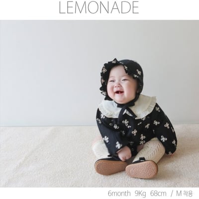 LEMONADE36｜(55cm-85cm) 2色蝴蝶結刺繡包屁衣含帽子19