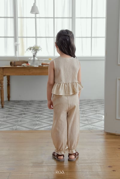 ROA03｜(6m-18m) 2色蕾絲波浪邊棉麻縮口套裝7