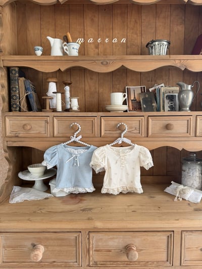 Marron32｜(1y-6y) 蕾絲花邊鈕釦上衣4