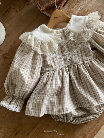 Anne Shirley01｜(3m-22m) 2色格紋蕾絲包屁洋裝22