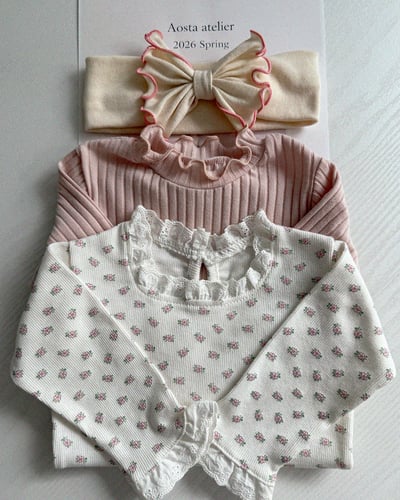 AOSTA43｜(6m-5y) 蕾絲滾邊碎花上衣10