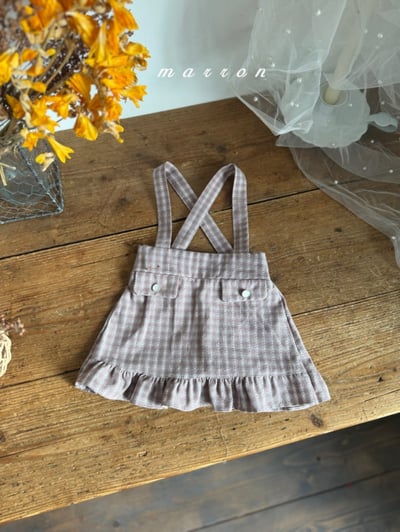 Marron28｜(1y-6y) 格紋吊帶荷葉裙4