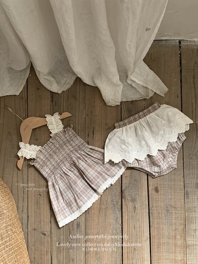 JE22｜(73-100cm) 格紋花邊套裝9