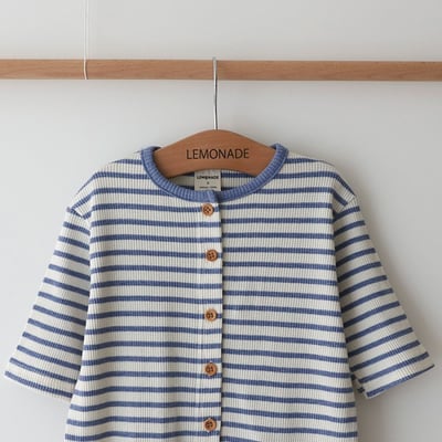 LEMONADE06｜(55cm-85cm) 2色小熊條紋包屁連身衣含帽子21