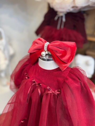 Marron 58｜(3m-18m) 絲絨珍珠髮帶9