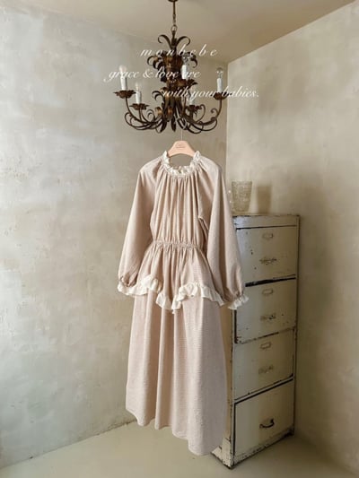 MONBEBE40｜(1y-8y-mom) 格紋蕾絲滾邊洋裝21