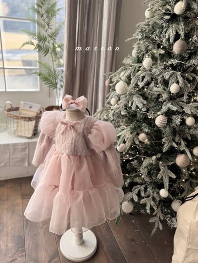 Marron 64｜(1y-6y) 公主蓬蓬袖袖薄紗洋裝8