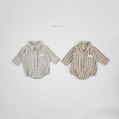 bebe nine14 (55cm-75cm) 2色紳士格紋包屁衣10