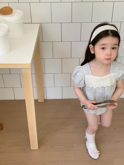 JE45｜(66-120cm) 水藍格紋包屁衣/洋裝14