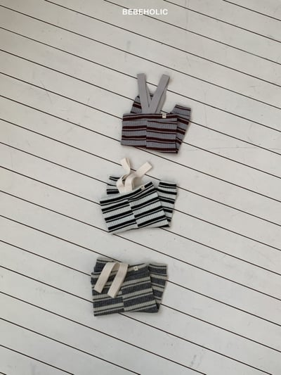 Bebe holic60｜(3m-18m) 條紋吊帶緊身長褲14