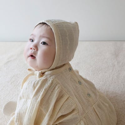 LEMONADE07｜(55cm-85cm) 1色花紋娃娃袖包屁衣含帽子3