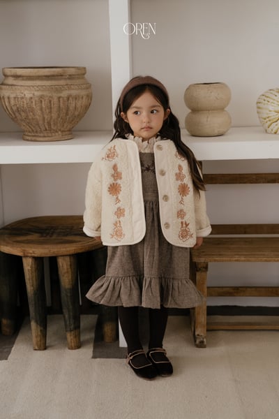 OREN42｜(85-120cm) 復古花卉刺繡羊羔絨外套12