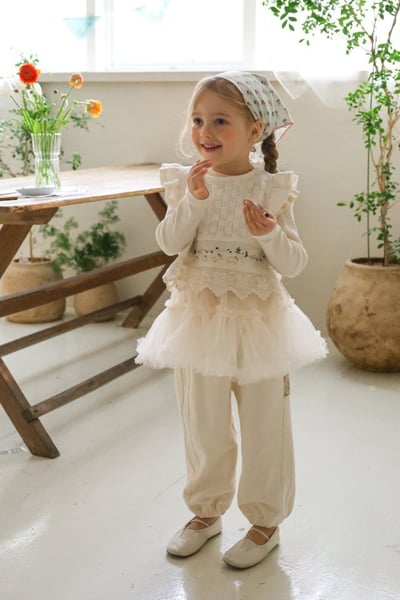 FLO45｜(75-140) 2色滾邊蕾絲縮口褲15