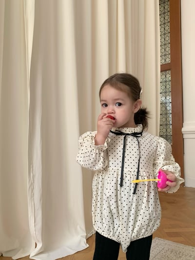 JE600｜(66cm-90cm) 波點緞帶包屁衣2