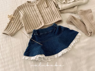 Valubebe24｜(65-90) 蕾絲滾邊牛仔裙13