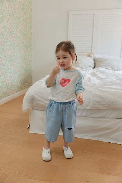 onu06｜(70cm-115cm) 愛心印花7分袖上衣10