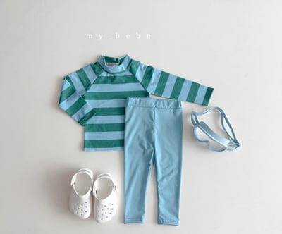 my_bebe06｜(75-105cm) 長袖防曬條紋泳衣8