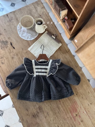 Marron 32｜(1y-6y) 法式碎花荷葉層次襯衫13