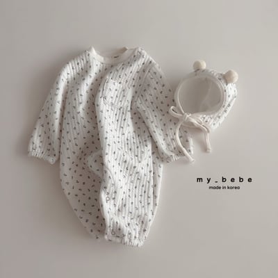 my_bebe24｜(-6m-12m-) 絎縫印花連身衣含帽子4