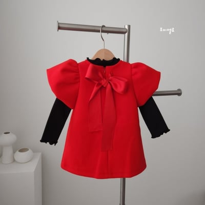 gioiello04｜(85-130cm) 公主袖蝴蝶結洋裝11