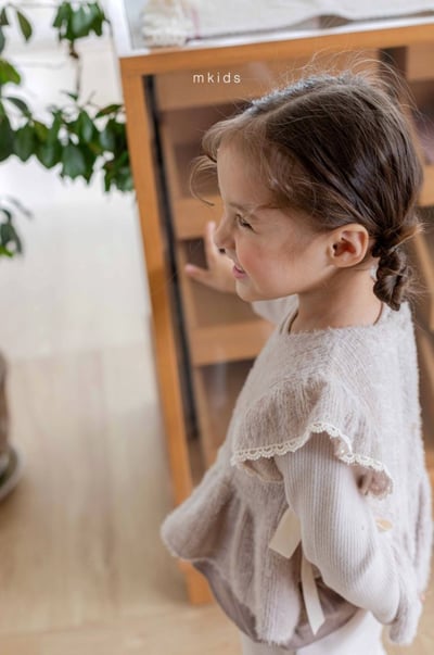 M-KIDS19｜(55-95cm) 2色蕾絲花邊荷葉針織背心4