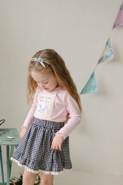 FLO35｜(75-140) 3色法式花布木耳邊上衣7