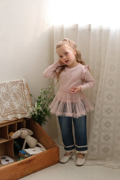 FLO56｜(75-140) 3色薄紗連身洋裝上衣12