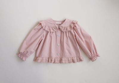 FLO31｜(75-140) 2色荷葉蕾絲翻領襯衫24