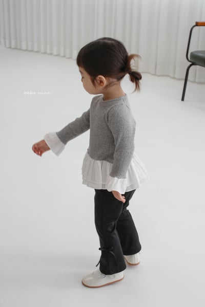 bebe nine32  (65-115) 2色蝴蝶緞帶小喇叭褲12