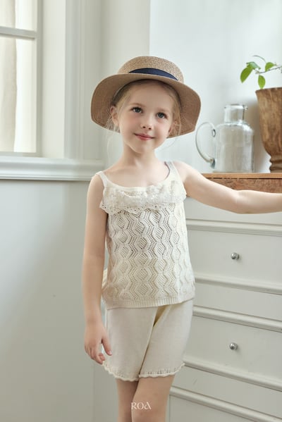 ROA06｜(6m-18m) 1色針織波浪鏤空套裝1