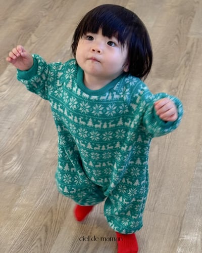 Cieldemaman07｜(3M~15M)  3色雪花麋鹿針織包屁衣含帽子11