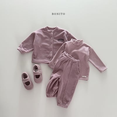 Bonito17｜(75cm-125cm) 磨毛開襟外套壓紋束口褲套裝12