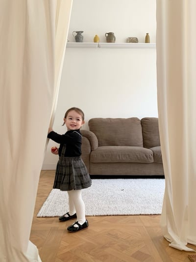 JE562｜(73cm-100cm) 格紋百褶吊帶包屁裙/立領荷葉上衣9