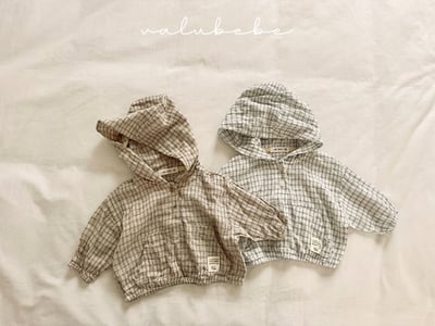 Valubebe 09｜(65-90cm) 格子連帽口袋衣2