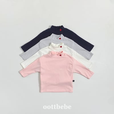 Oottbebe89｜(1y-7y)  愛心刺繡中領彈性上衣2