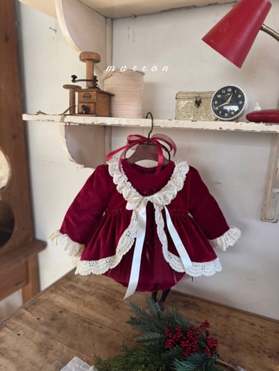 Marron 67｜(1y-6y) 聖誕紅開襟綁帶外套6