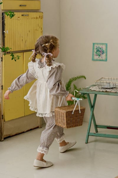 FLO24｜(75-140) 2色田園碎花娃娃袖上衣6