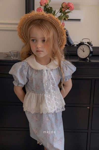 M-KIDS12｜(65-115cm) 歐式碎花滾邊洋裝7