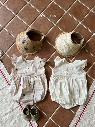 thelala52｜ (0m-18m) 壓花櫻桃格紋無袖包屁衣10